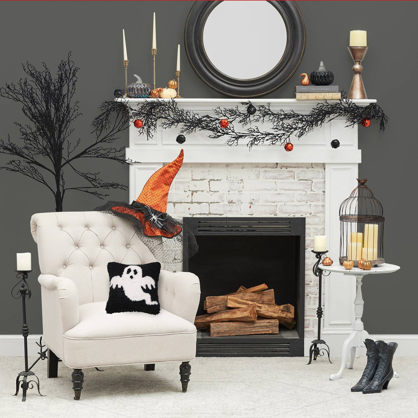 Halloween Scary Ghost Throw Pillow