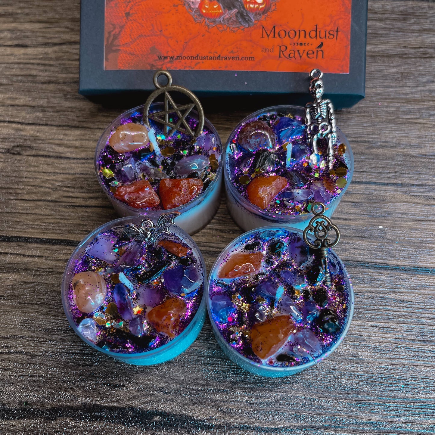 Samhain Tealight Crystal Candles, Ritual Candles