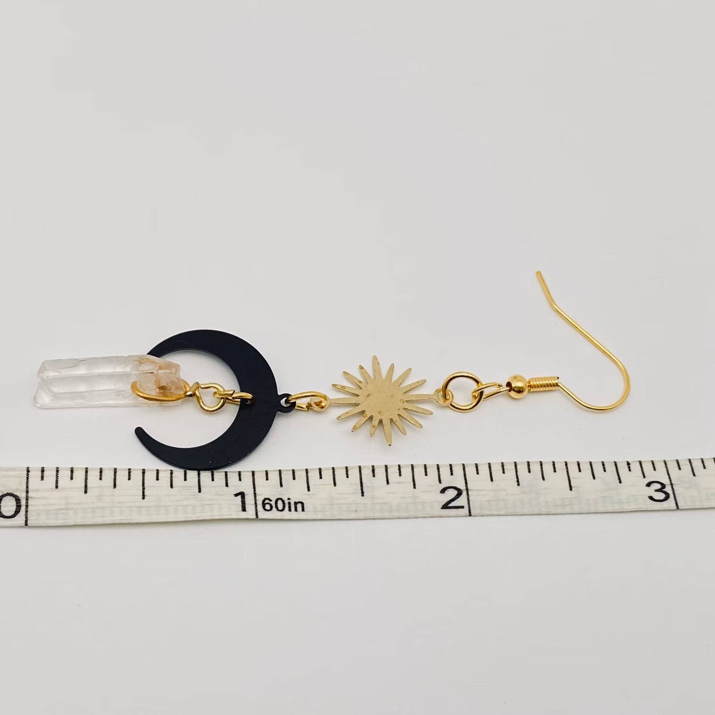 Bohemian Style Black Moon Earrings Crystal Charm