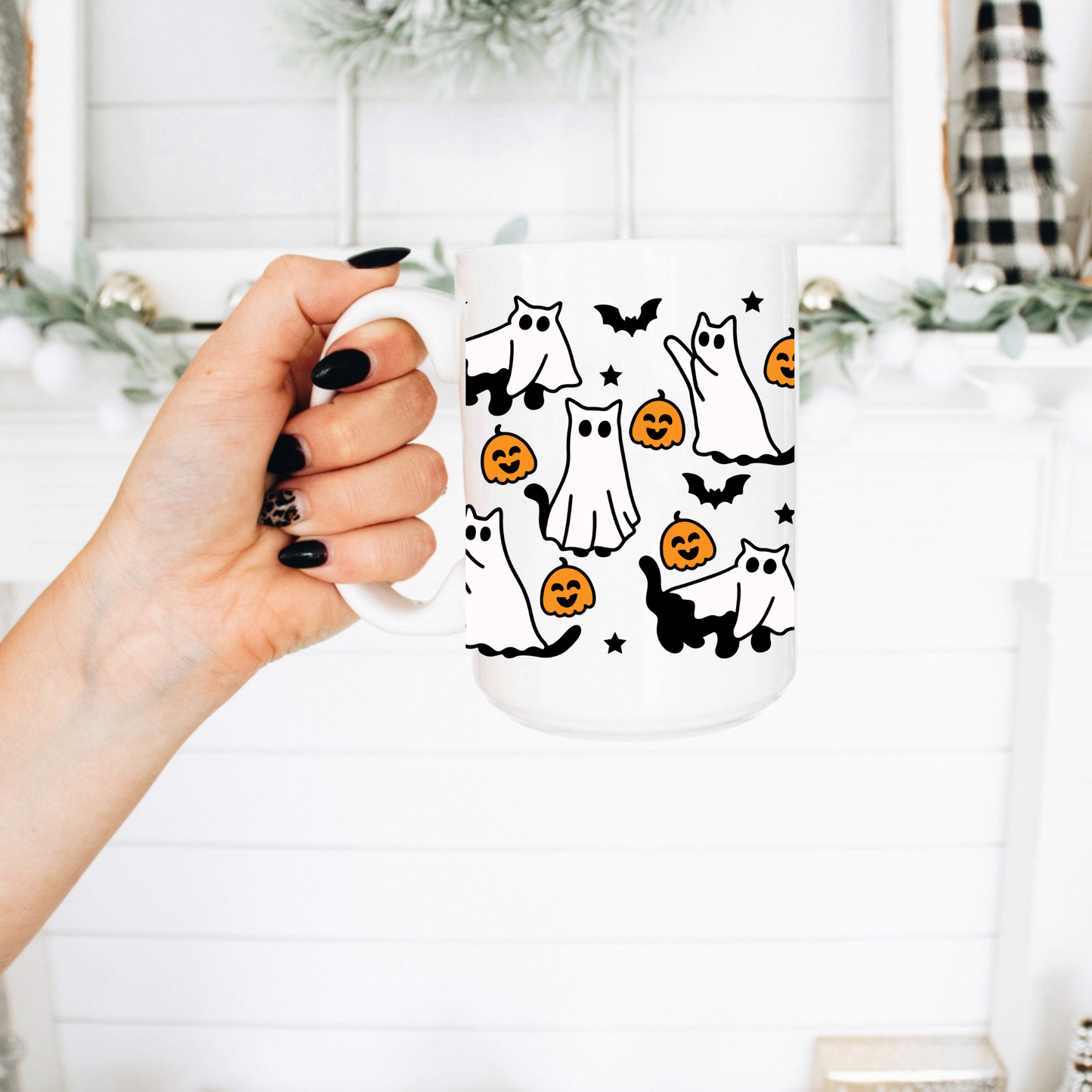 Spooky Pumpkin Cats, Halloween Coffee Mug