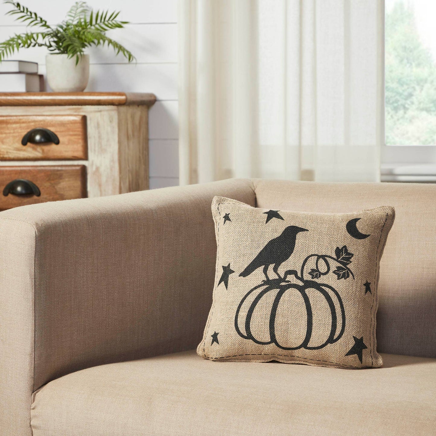 Raven Harvest Burlap Jute Pillow