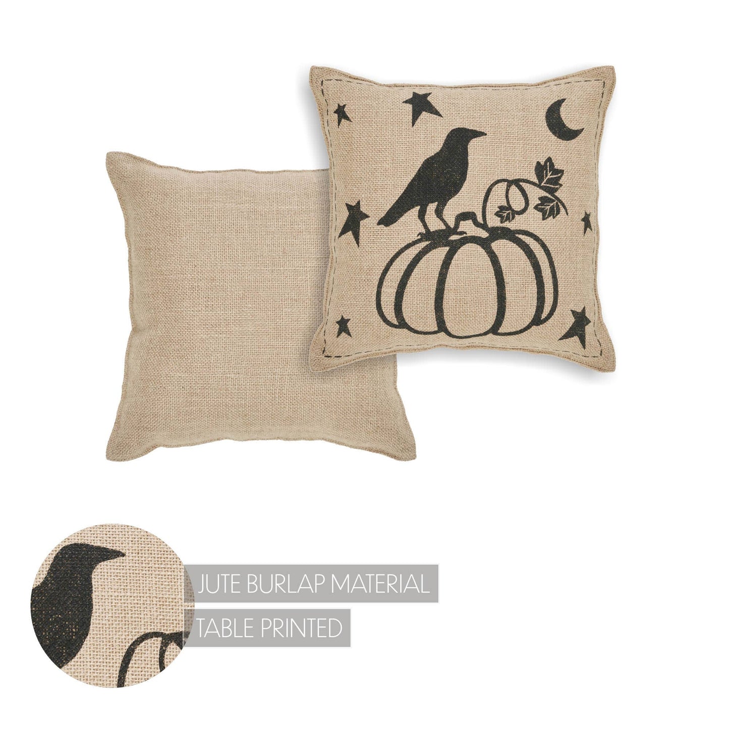 Raven Harvest Burlap Jute Pillow