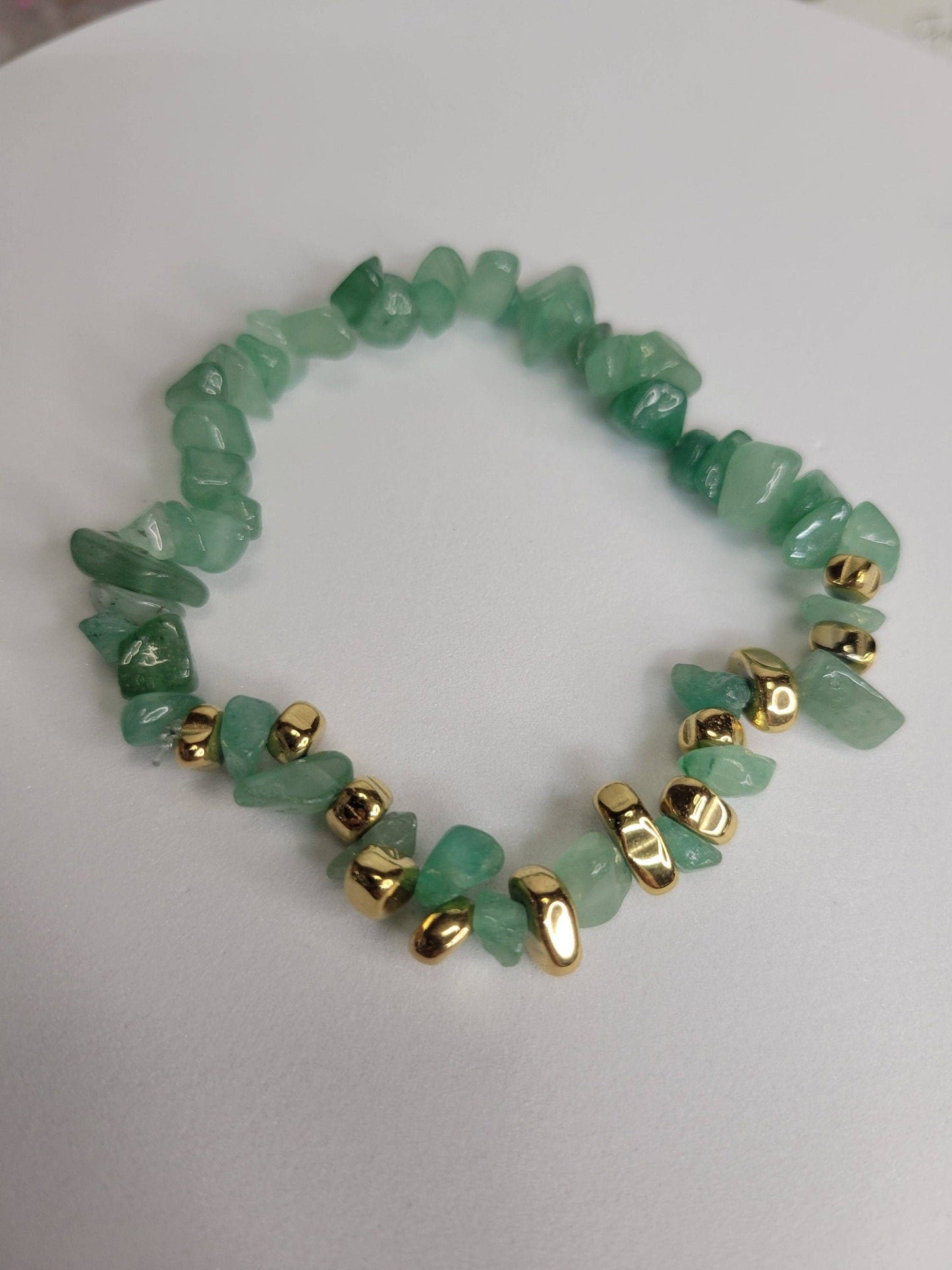 Gemstone stretch bracelets Mixed Gemstones with gold beads