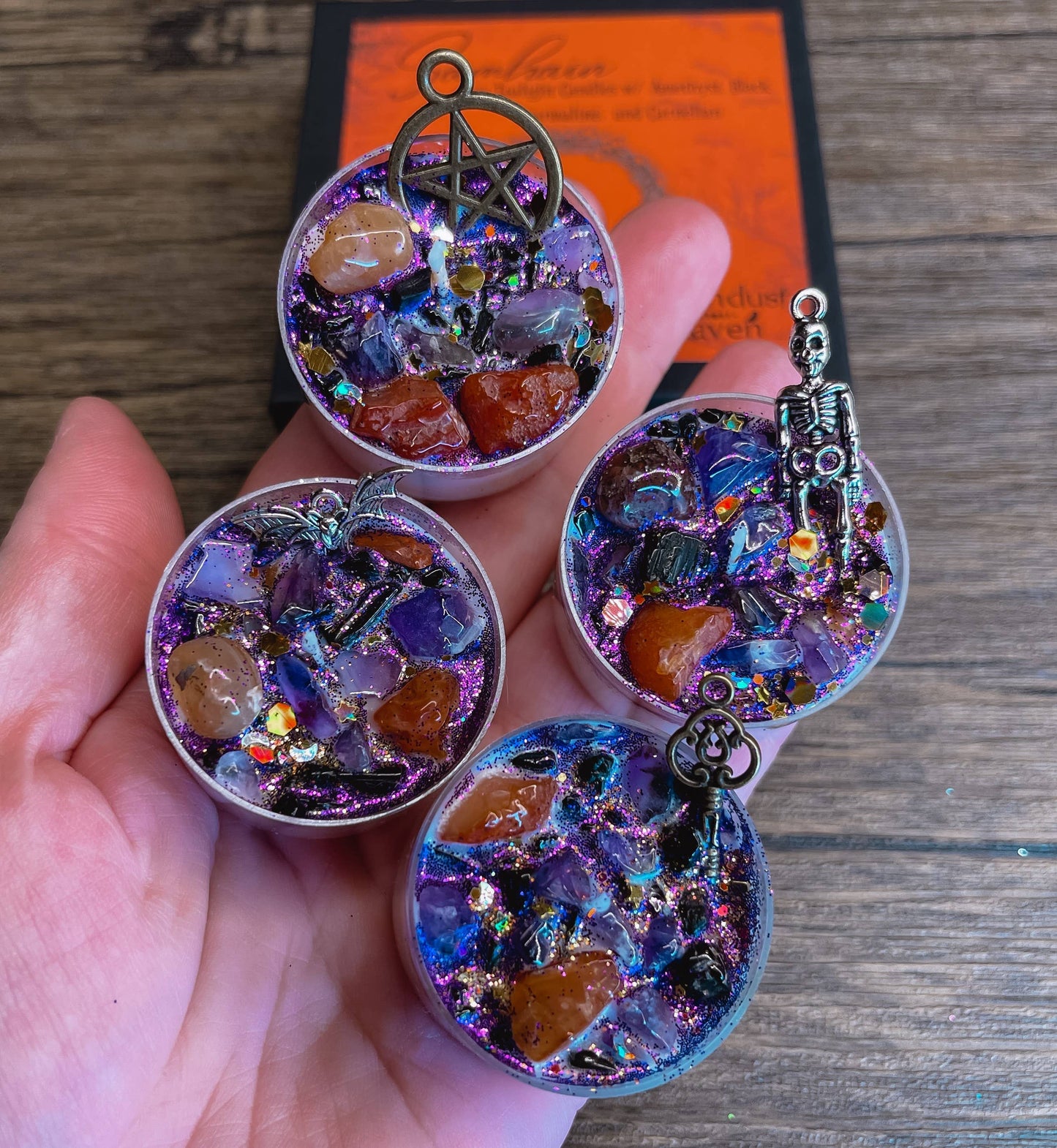 Samhain Tealight Crystal Candles, Ritual Candles