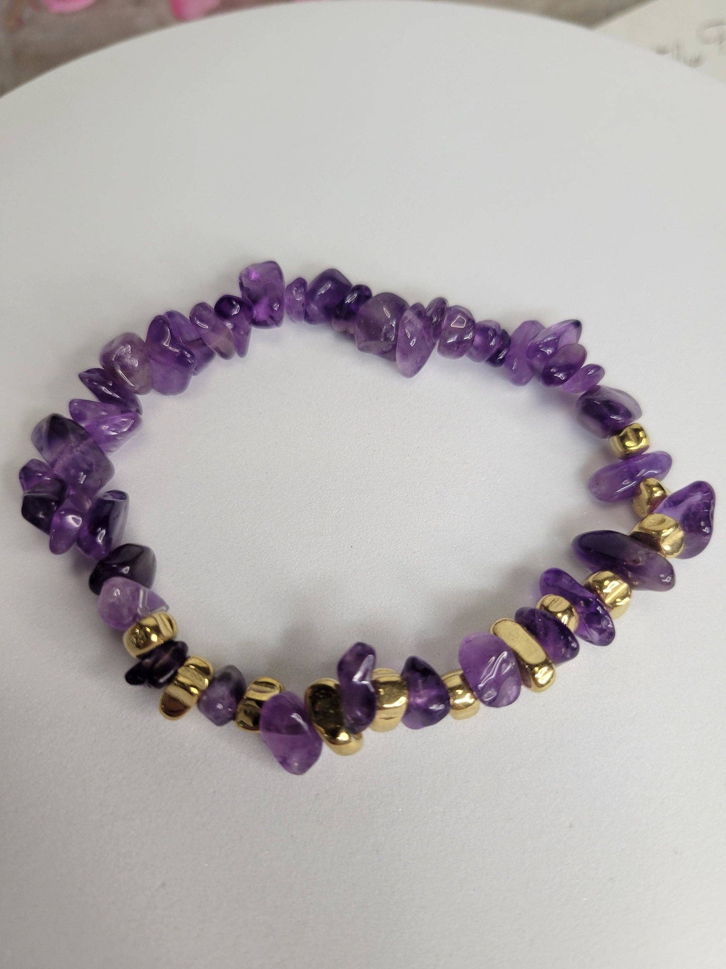Gemstone stretch bracelets Mixed Gemstones with gold beads