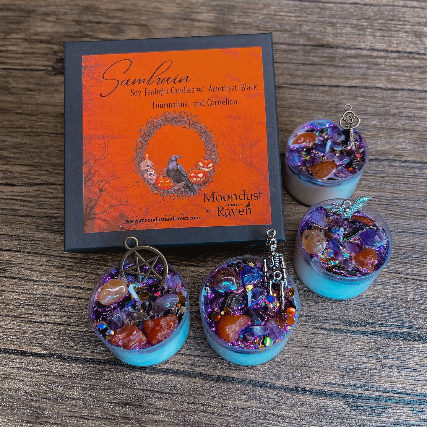 Samhain Tealight Crystal Candles, Ritual Candles