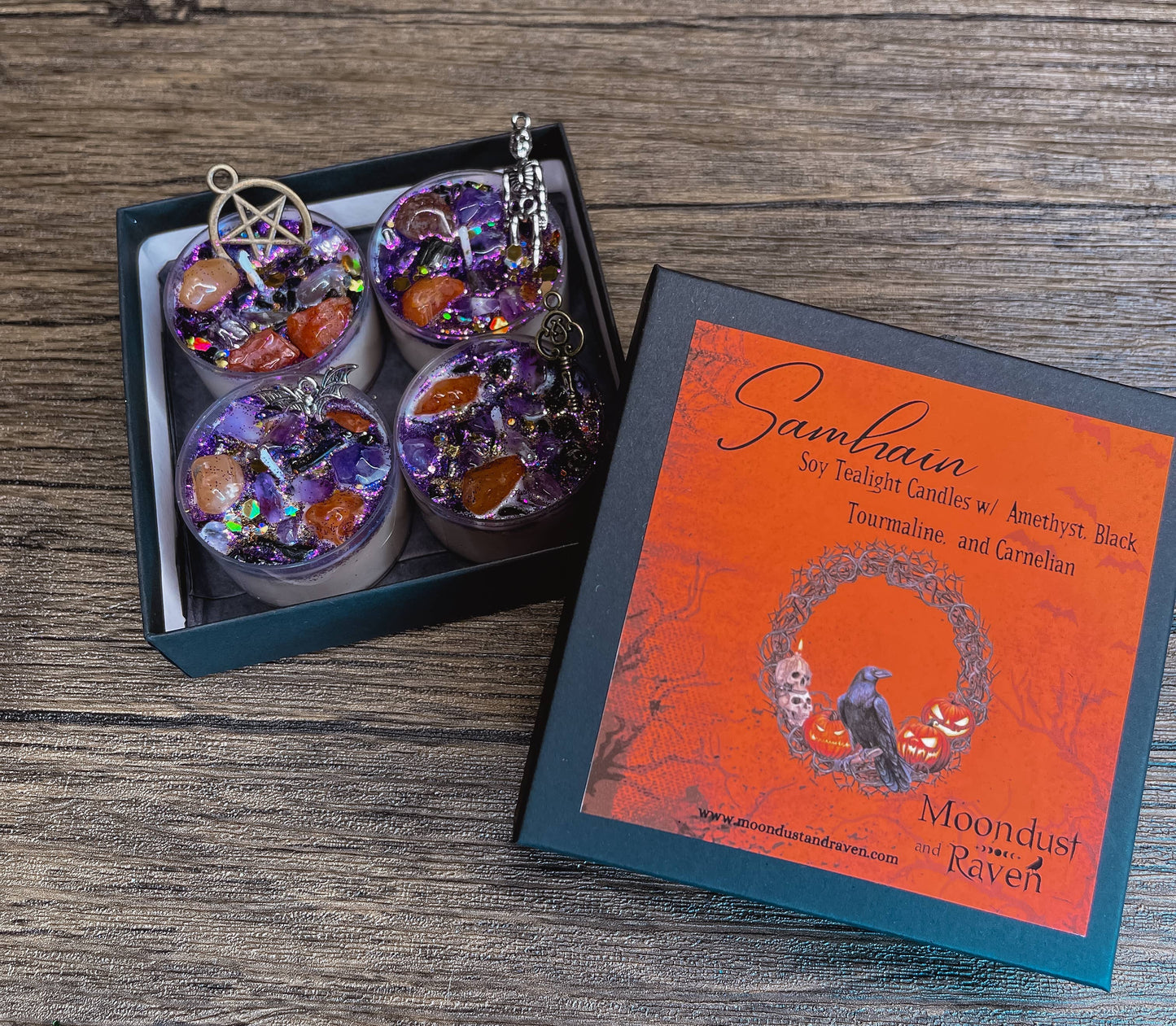 Samhain Tealight Crystal Candles, Ritual Candles