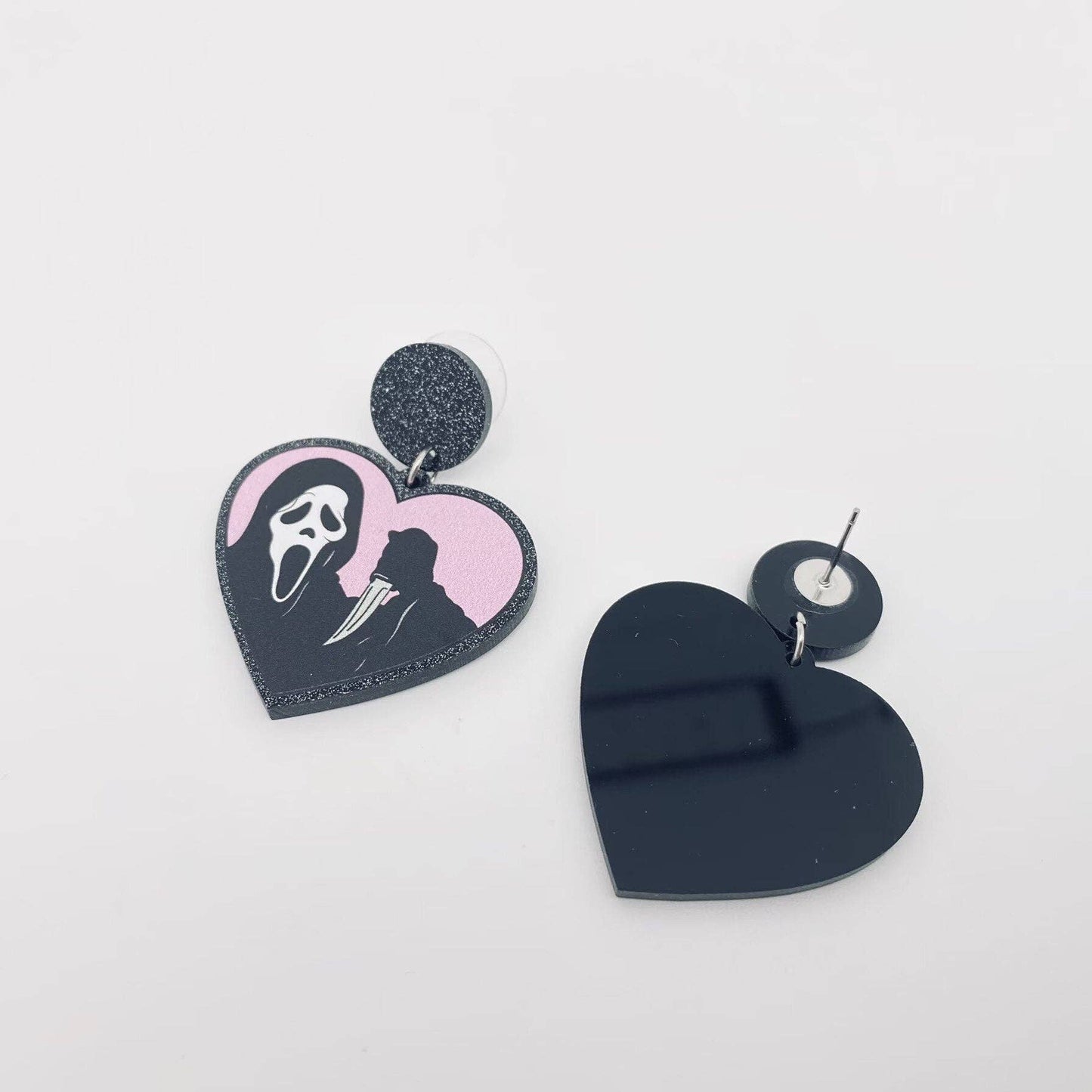 Ghostly Horror Acrylic Heart-Shaped Earrings
