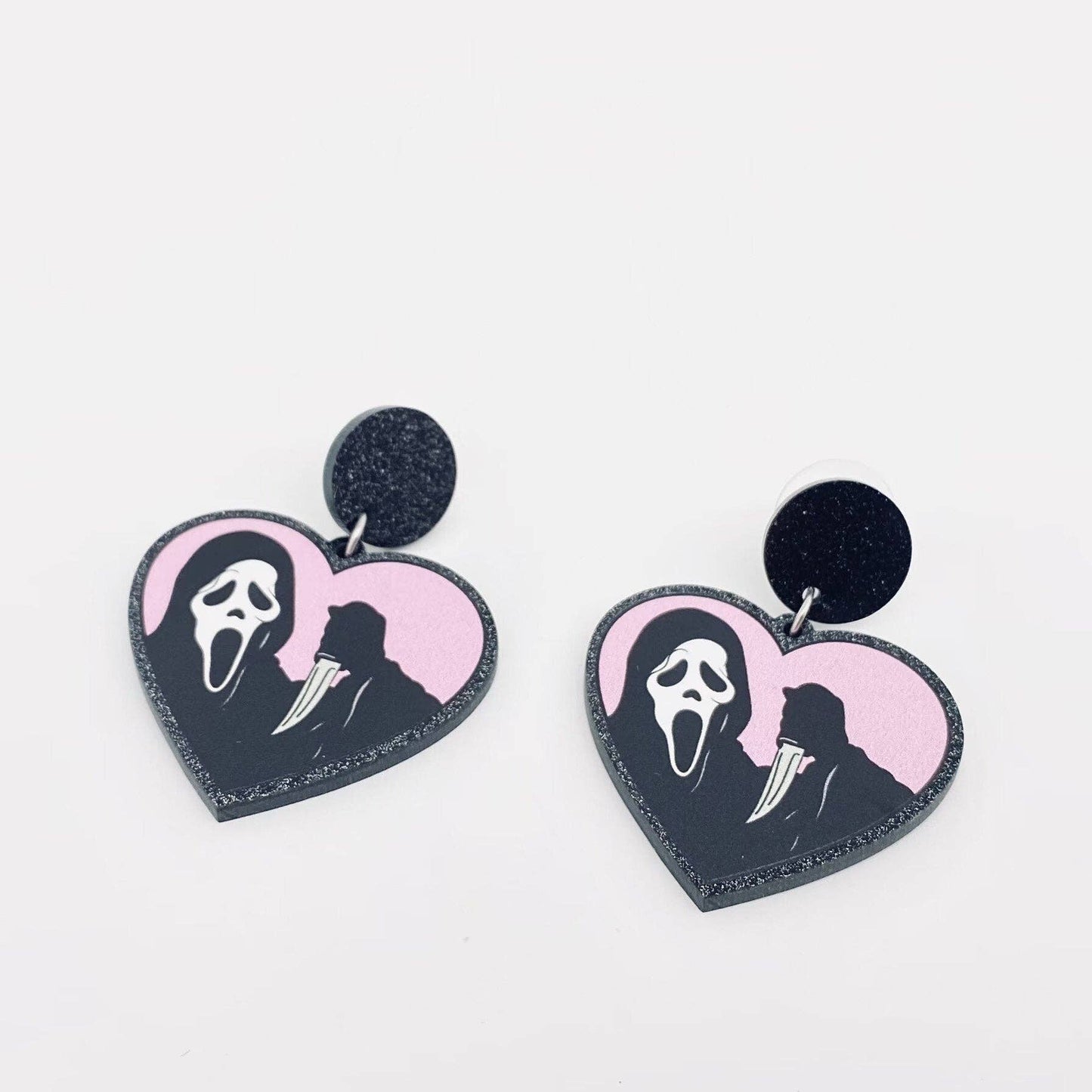 Ghostly Horror Acrylic Heart-Shaped Earrings