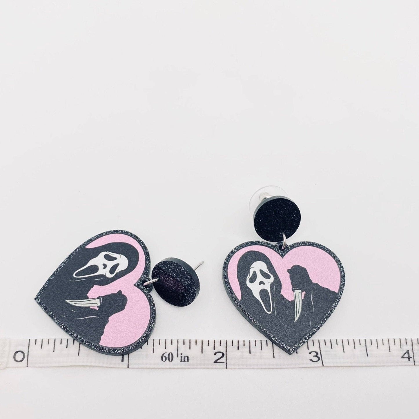 Ghostly Horror Acrylic Heart-Shaped Earrings
